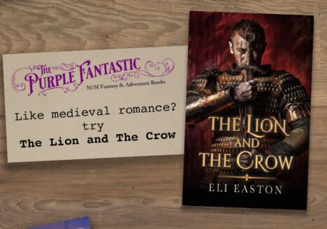 Books display featuring "The Lion and The Crow.